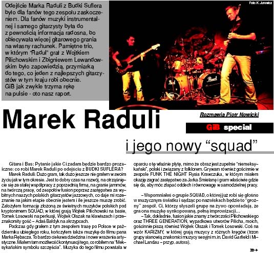  Gitara i Bas Special, 1/2004 
 'Mistrzowie gitary' - Marek Raduli 