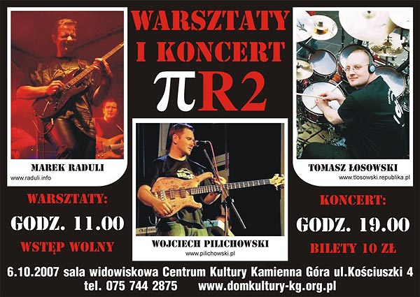  Warsztaty i koncert 'Pi-eR-2' - Kamienna Gra, Centrum Kultury, sobota 6 padziernika 